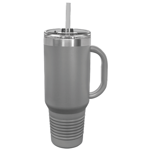 Polar Camel 40 oz. Dark Gray Travel Mug with Handle, Straw Included