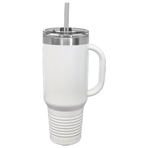 Polar Camel 40 oz. White Travel Mug with Handle, Straw Included